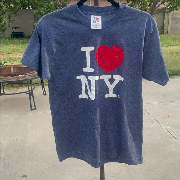 I love NY unworn tee shirt in Heather blue and Red - Picture 1 of 10